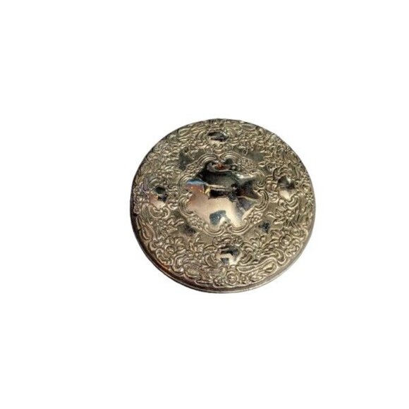 Godinger Vanity Powder Box Silver plated w/Mirror & Puff Heavy Glass Unused NWOT - Picture 4 of 6